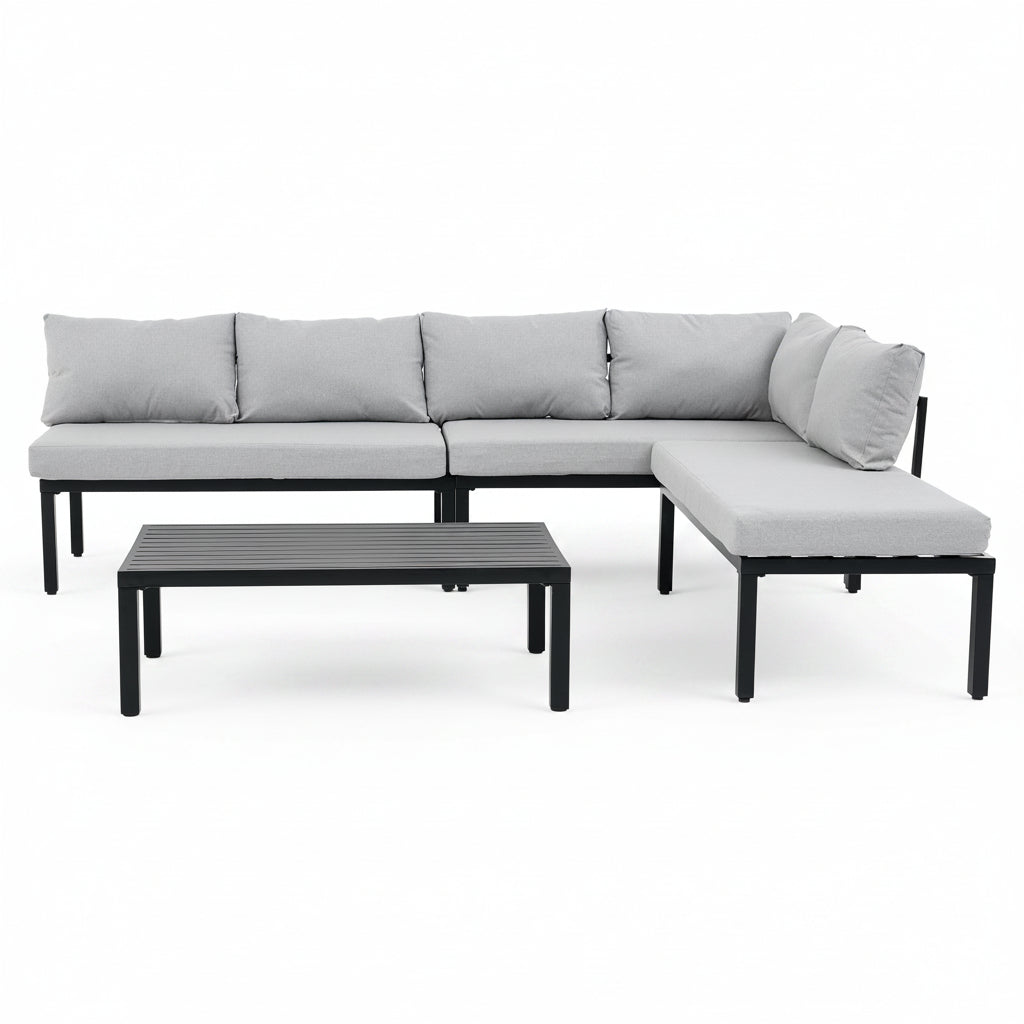 Sora – Salon de Jardin Modulable 6 Personnes avec Table Basse – Gris