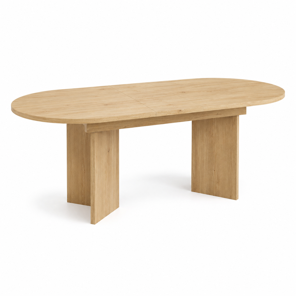 Sora – Table Ovale Extensible 4–8 Personnes en Chêne Clair 120-160 * 80 cm