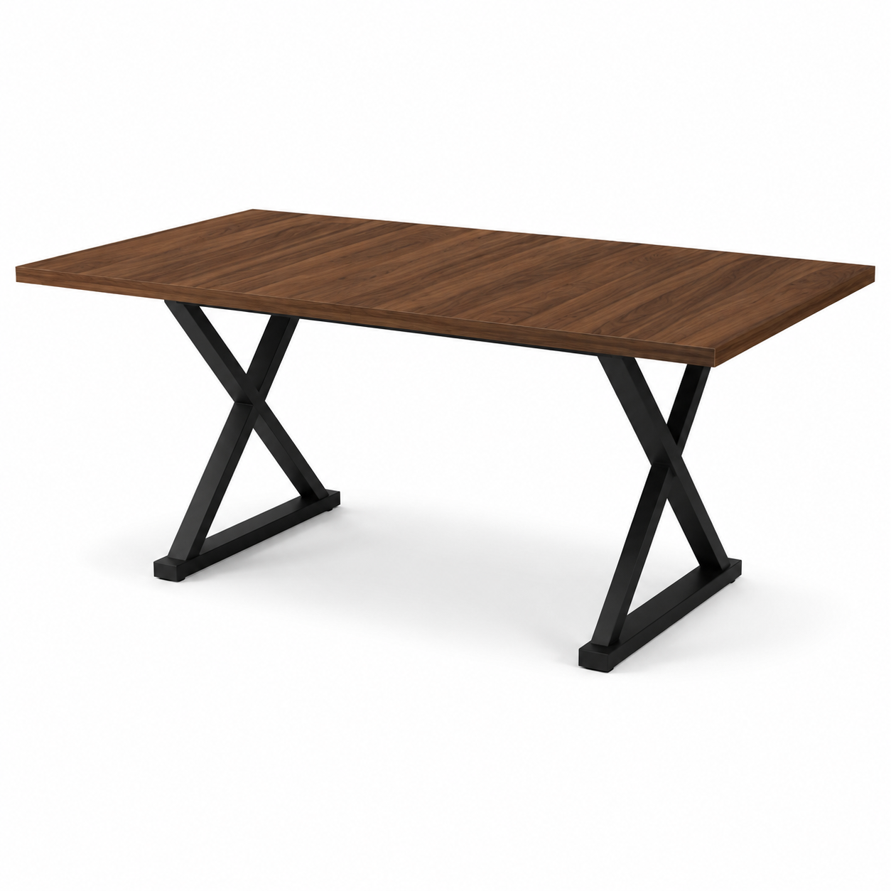 Vetra – Rectangular Dining Table for 6-8 People in Walnut & Black Metal 180*90cm