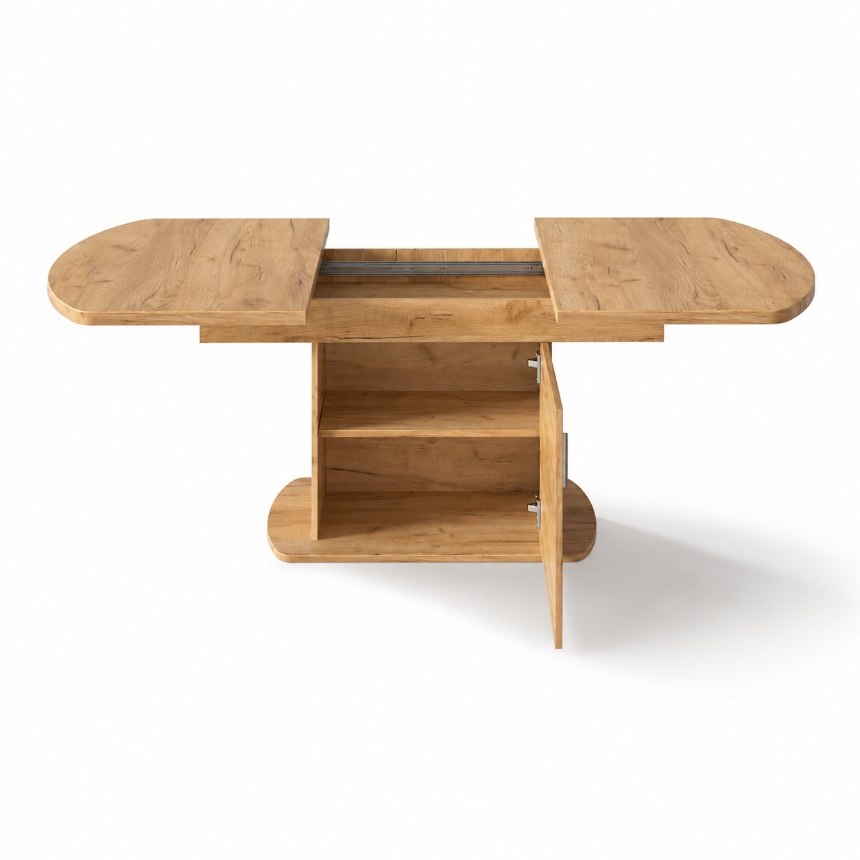 Solen – Extendable Oval Dining Table 4–6 Seater with Storage – Light Oak 200*80*75cm