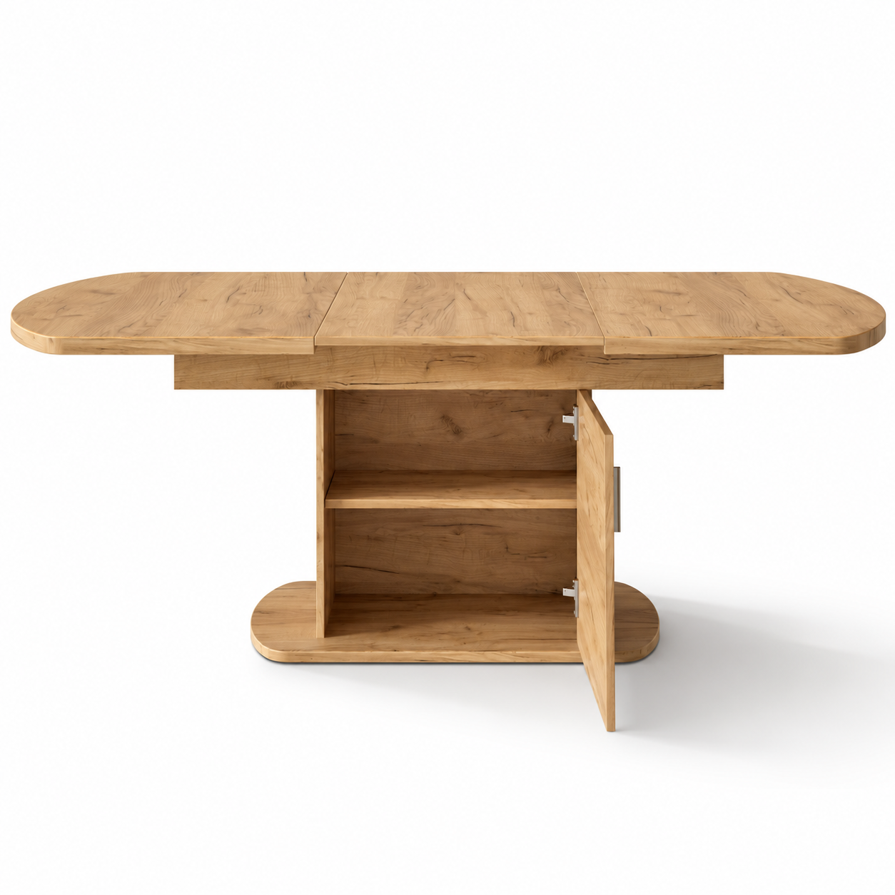 Solen – Extendable Oval Dining Table 4–6 Seater with Storage – Light Oak 200*80*75cm