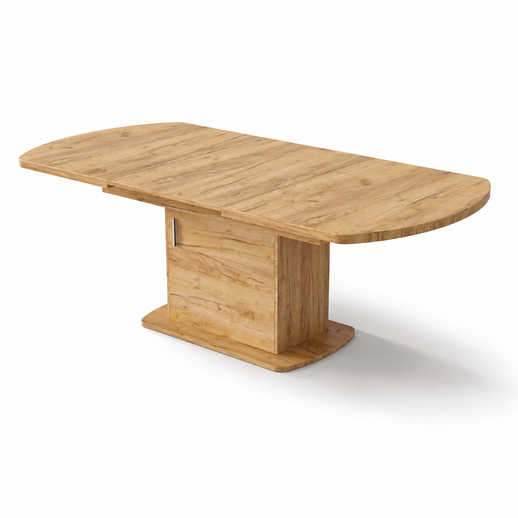 Solen – Extendable Oval Dining Table 4–6 Seater with Storage – Light Oak 200*80*75cm