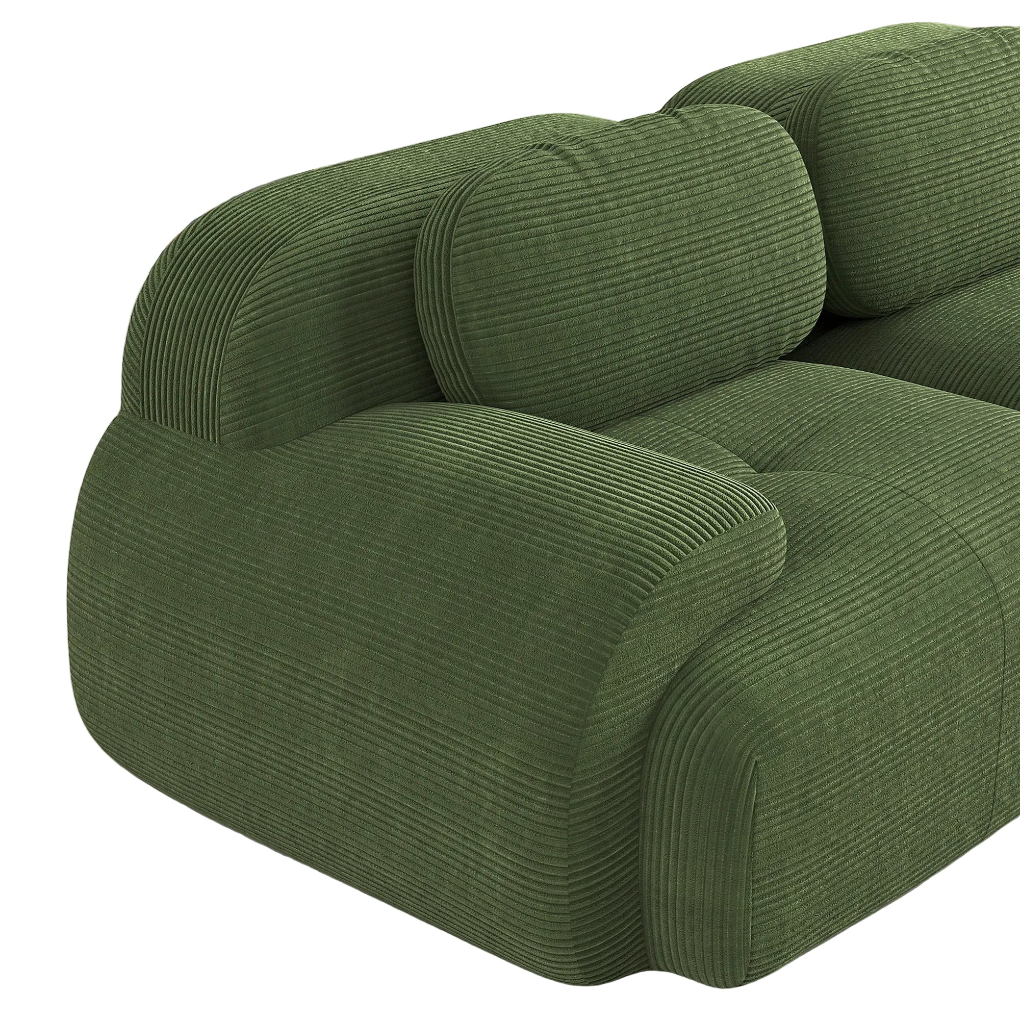 Arvo – Canapé Droit Modulaire en Velours Côtelé Vert – 2, 3 ou 4 Places