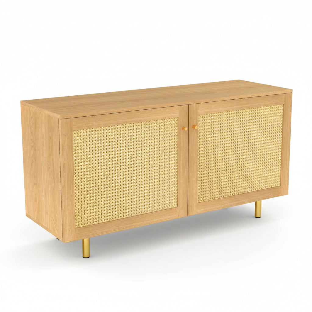 Noma – Buffet Scandinave en Bois Clair & Cannage – 120 cm