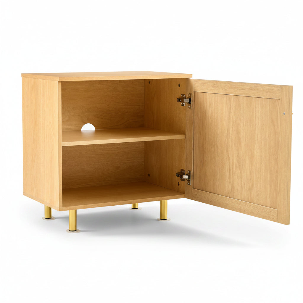 Noma – Meuble de Rangement Scandinave en Bois Clair & Cannage – 60 cm