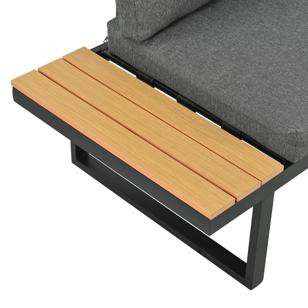 Lune – 5-Seater Modular Corner Garden Lounge Set with Wood-Effect Table