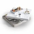 Oria – Table Basse Marbre Gris Pivotante avec Rangement