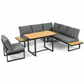 Lune – 5-Seater Modular Corner Garden Lounge Set with Wood-Effect Table