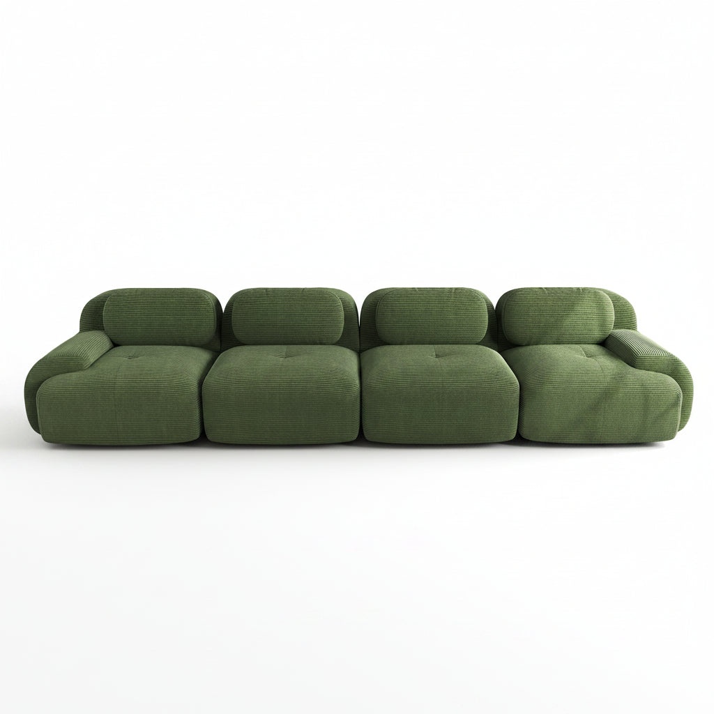 Arvo – Canapé Droit Modulaire en Velours Côtelé Vert – 2, 3 ou 4 Places