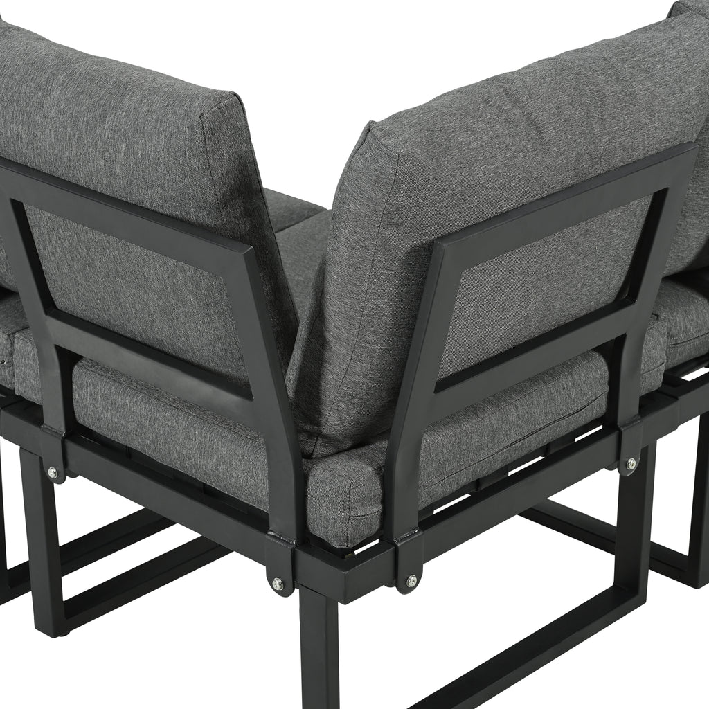 Lune – 5-Seater Modular Corner Garden Lounge Set with Wood-Effect Table