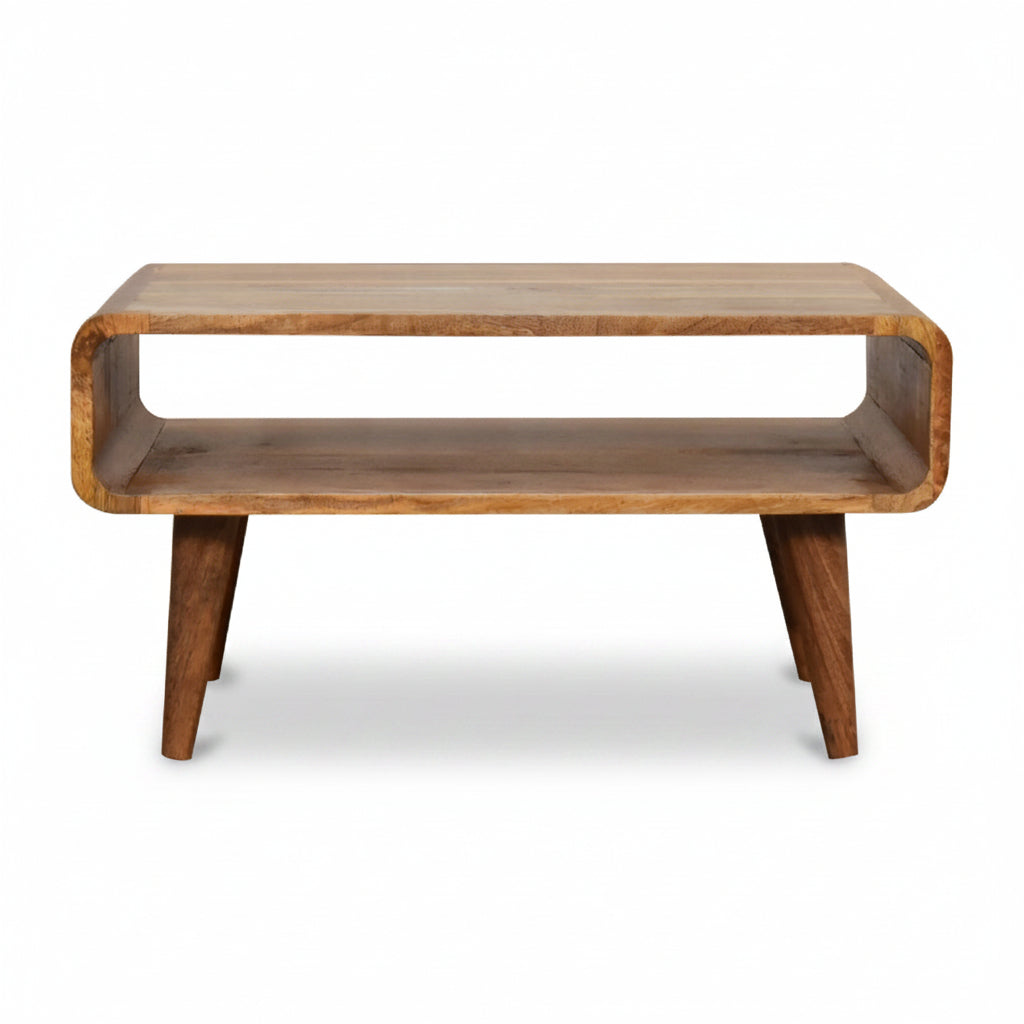 Arvo – Table d’Appoint Scandinave en Bois Massif avec Rangement Ouvert