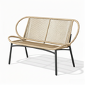 Liora – 2-Seater Braided Rope & Metal Garden Bench – Contemporary Outdoor Style